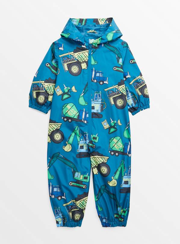 Blue Digger Print Puddlesuit 1.5-2 years